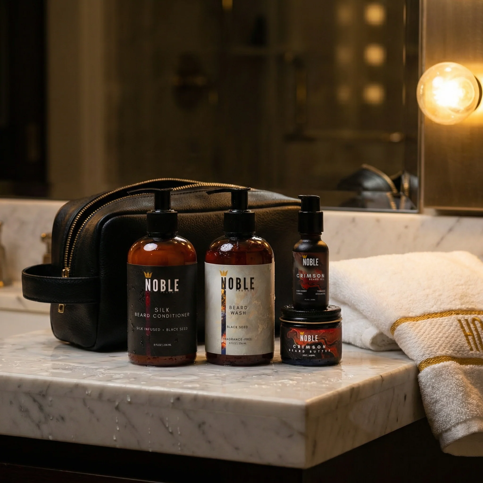 CRIMSON BEARD CARE SYSTEM | Deep Conditioning | Dark Cherry & Tobacco | 4-Piece Set - Image 3