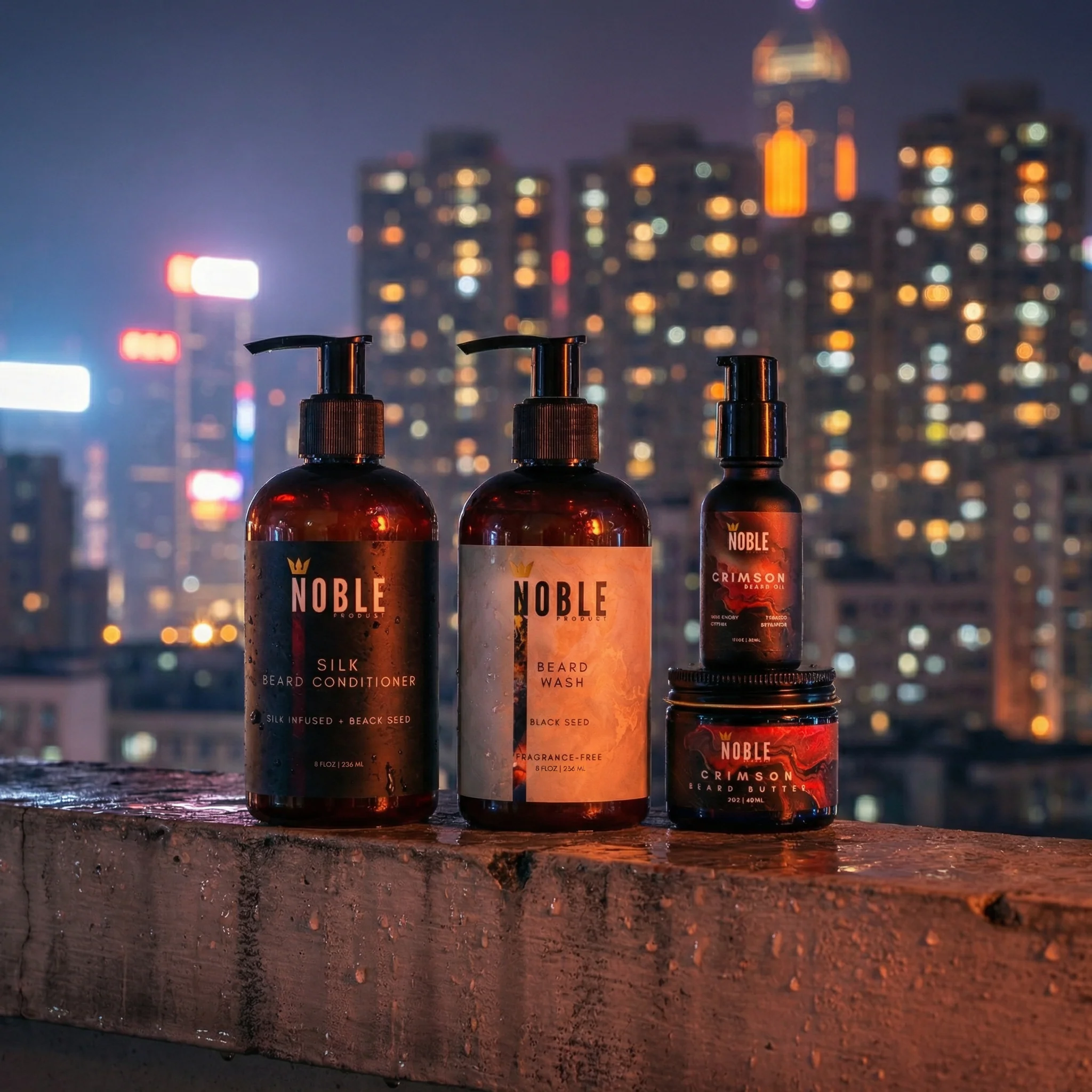 CRIMSON BEARD CARE SYSTEM | Deep Conditioning | Dark Cherry & Tobacco | 4-Piece Set - Image 4