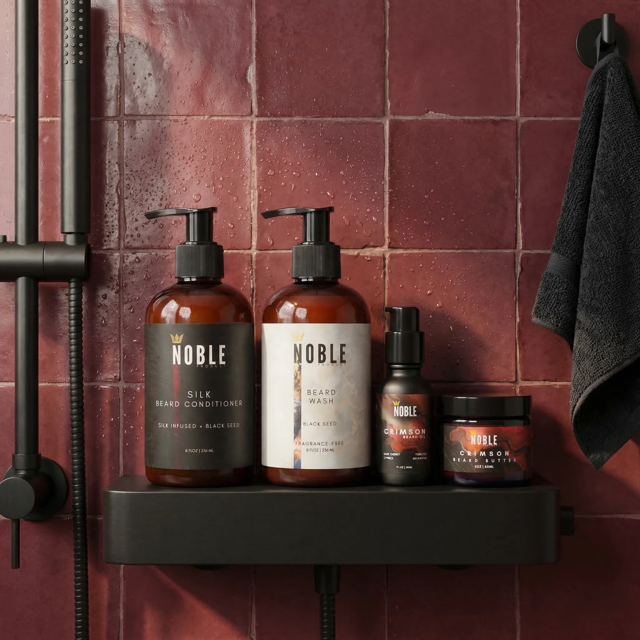 CRIMSON BEARD CARE SYSTEM | Deep Conditioning | Dark Cherry & Tobacco | 4-Piece Set - Image 7