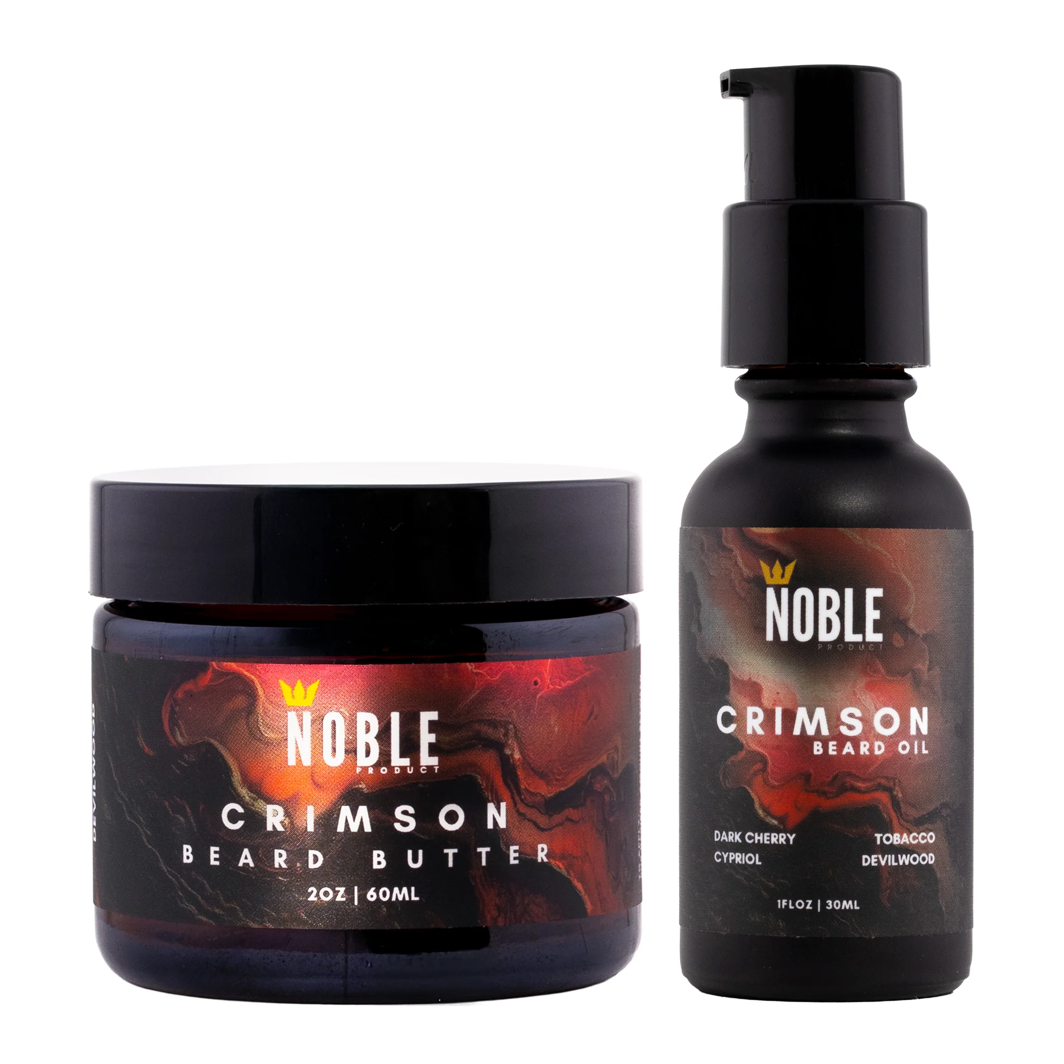 Crimson Beard Care Combo | 2 oz Beard Butter and 1 oz Beard Oil Set | Dark Cherry Tobacco Cypriol Devilwood - Image 2