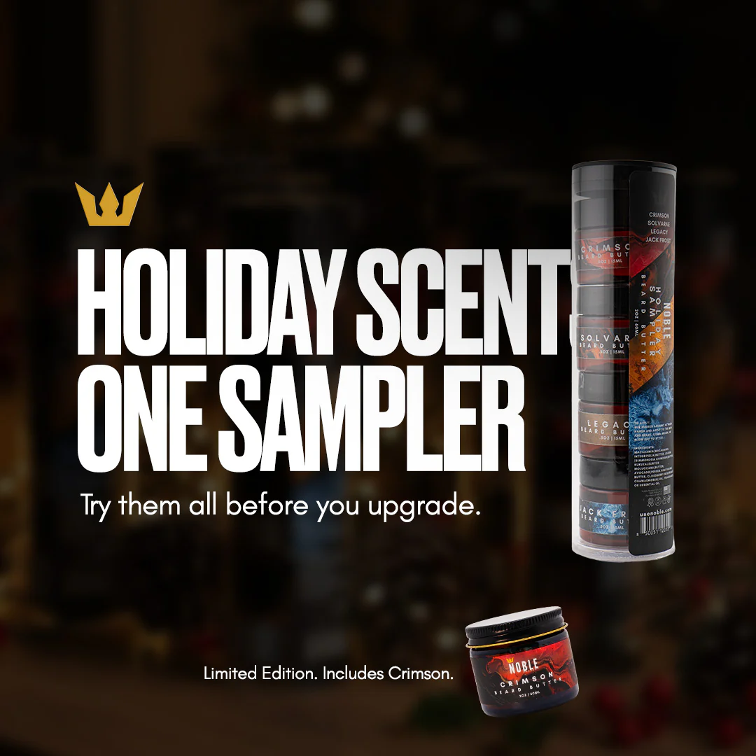 Holiday Beard Butter Sampler | 4 (0.5oz) Limited Edition Scented Minis - Jack Frost, Legacy, Solvarae, and ALL NEW Crimson - Image 5